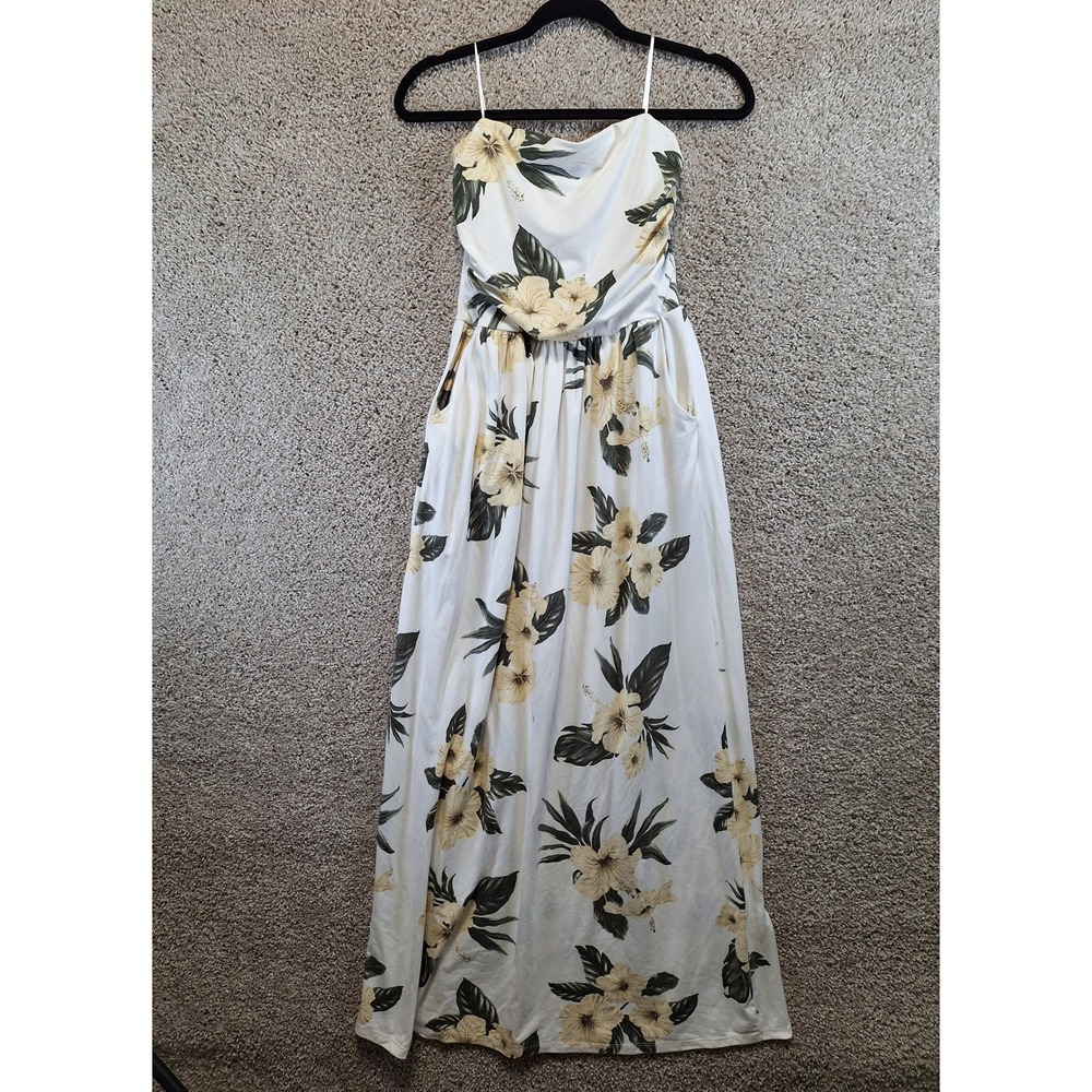 Streetwear Society Dress‎ Womens M White Multicolor Tropical Floral Maxi Cute